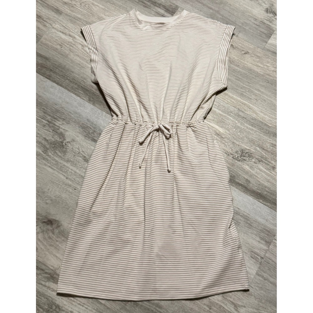 A New Day Women's XSmall Dress‎ Tan Brown Striped Sleeveless Drawstring Waist